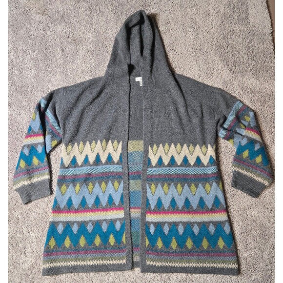Christopher Banks Open Longer Sweater Cardigan Hoodie Gray Stripes size XL - Picture 1 of 6